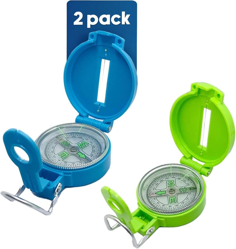 TurnOnSport 2-Pack Lensatic Compasses Hiking Backpacking Orienteering Compass Navigation - Boy Scout Compass for Kids | Professional Field Compasses for Map Reading - Best Survival Gifts - Image 1